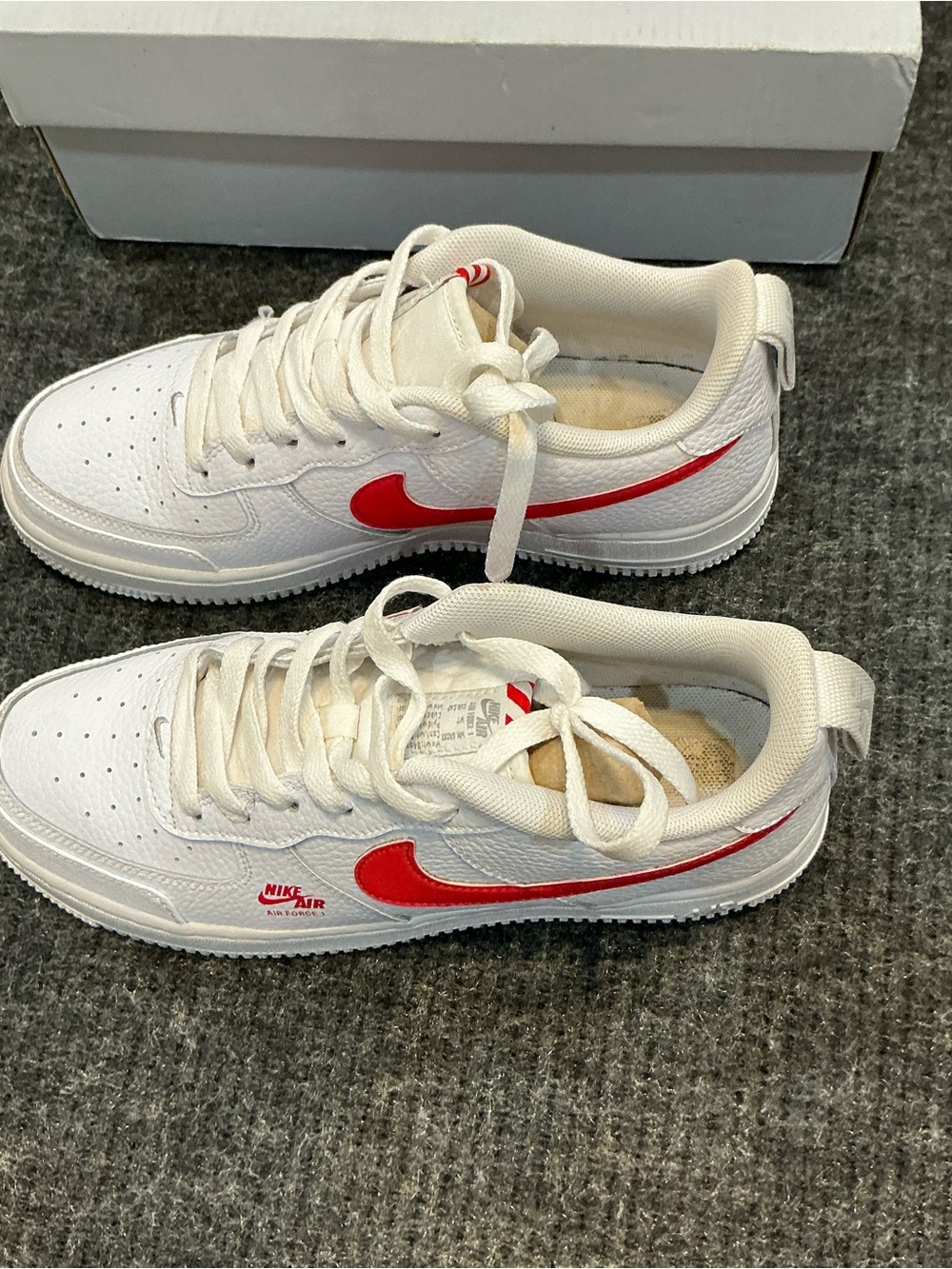 Nike Kids White Sneakers with Bright Red Swoosh - Picture 4 of 6